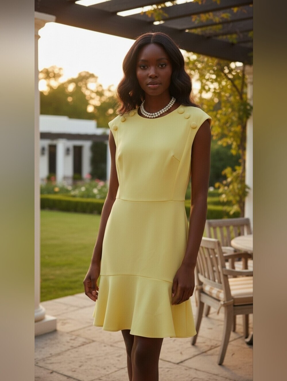 Calvin Klein Lemon Yellow Sleeveless Fit Flare Cocktail Dress 10